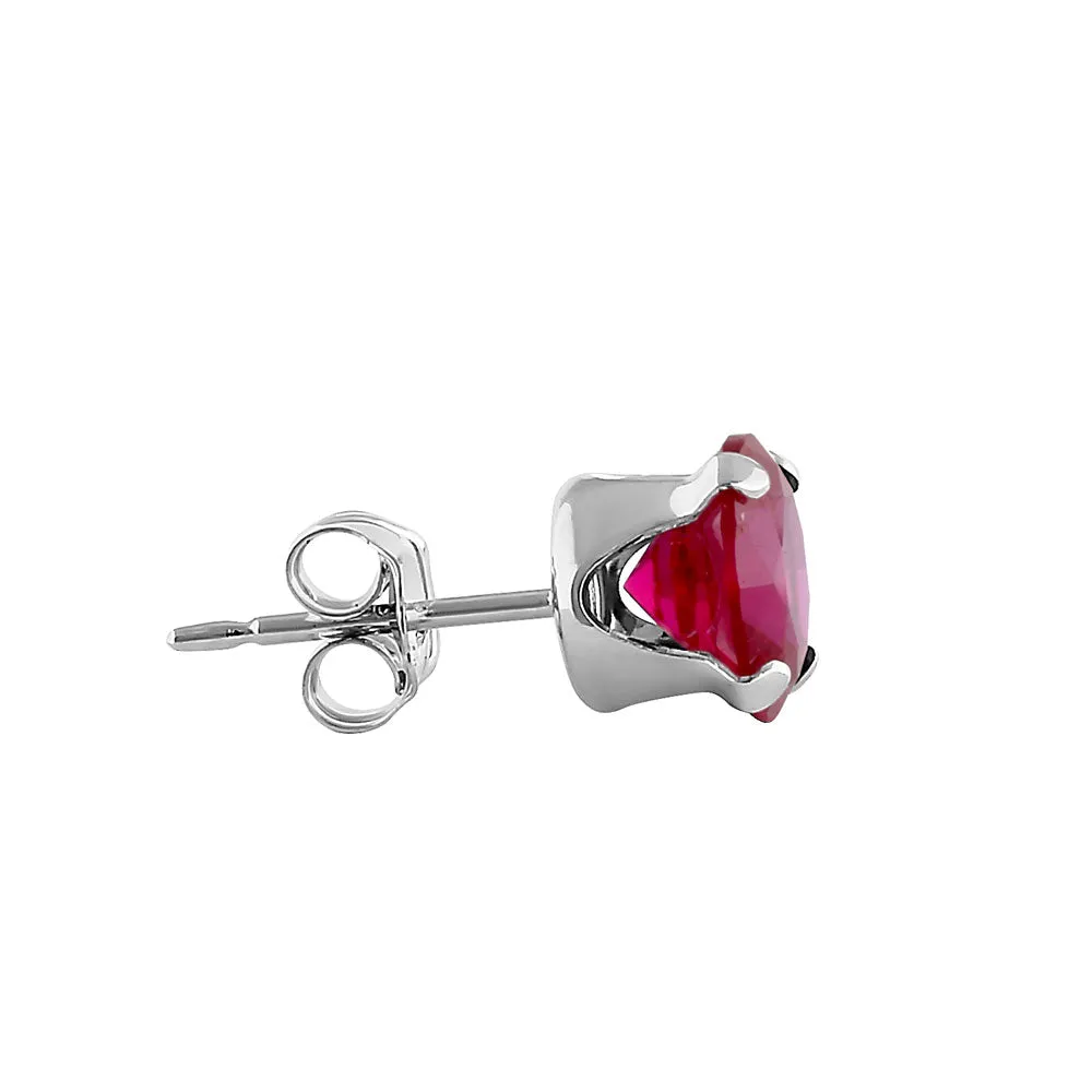 0.5ct Sterling Silver Round Ruby CZ Stud Earrings 4mm