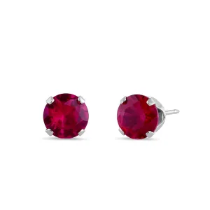 0.5ct Sterling Silver Round Ruby CZ Stud Earrings 4mm