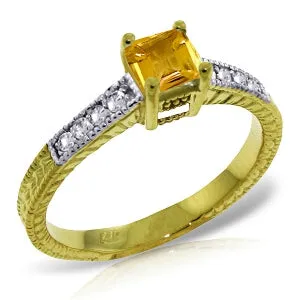 0.65 Carat 14K Solid Yellow Gold Lover's Abode Citrine Diamond Ring