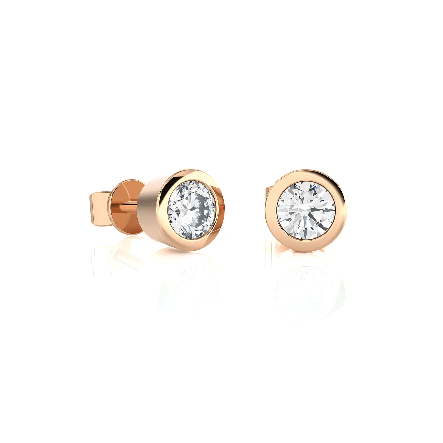 1 ctw Round Lab Grown Diamond Bezel Set Solitaire Stud Earrings