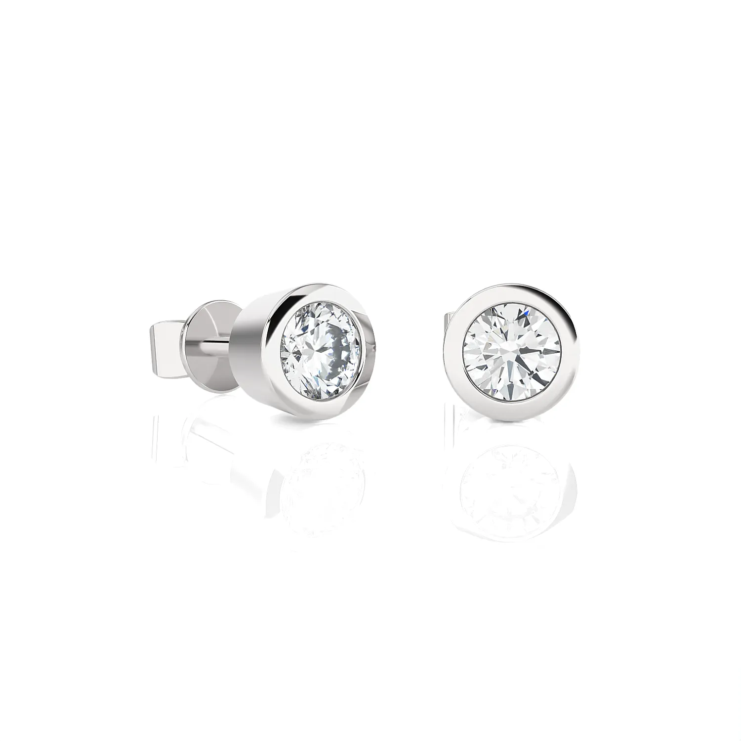 1 ctw Round Lab Grown Diamond Bezel Set Solitaire Stud Earrings