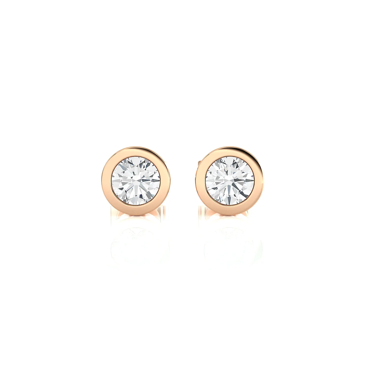 1 ctw Round Lab Grown Diamond Bezel Set Solitaire Stud Earrings