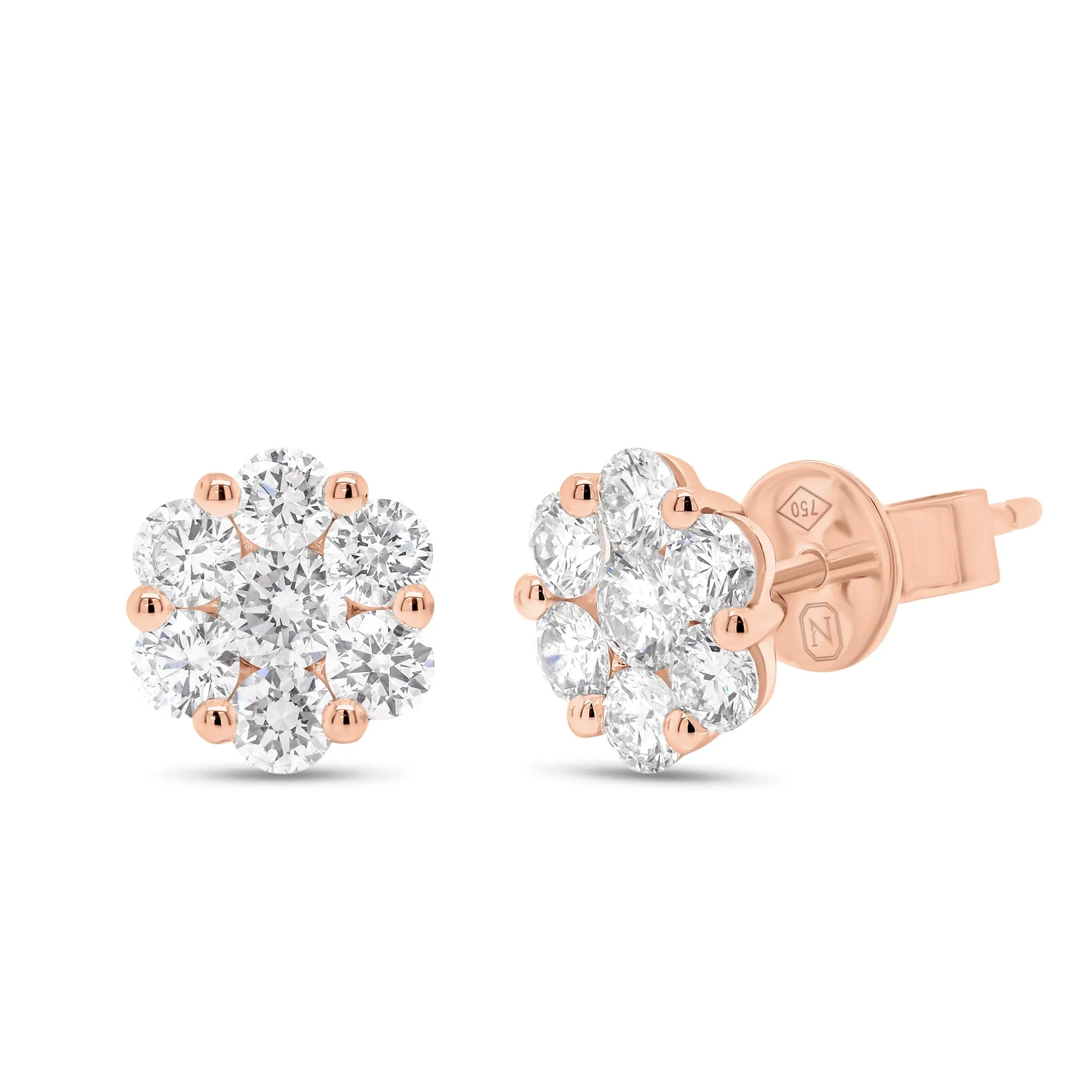 1.06 ct Diamond Cluster Stud Earrings