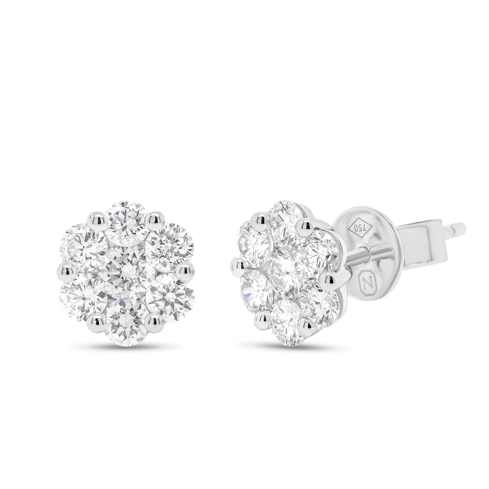 1.06 ct Diamond Cluster Stud Earrings