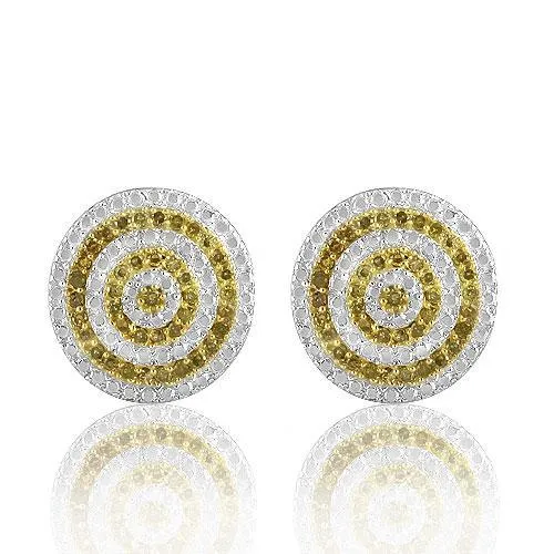 10K Solid Gold Womens Stud Earrings with Yellow Diamonds 0.25 Ctw