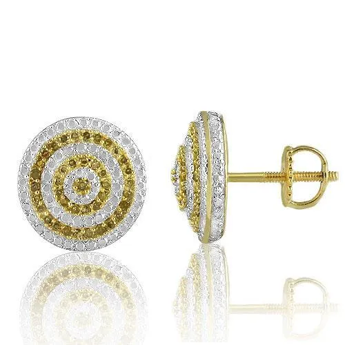 10K Solid Gold Womens Stud Earrings with Yellow Diamonds 0.25 Ctw