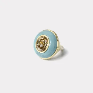 11.91 Champagne Zircon in Hand Carved Turquoise Lollipop Ring