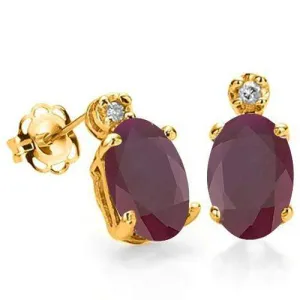 1.20 CT GENUINE RUBY & DIAMOND SOLID 10KT SOLID GOLD EARRINGS STUD