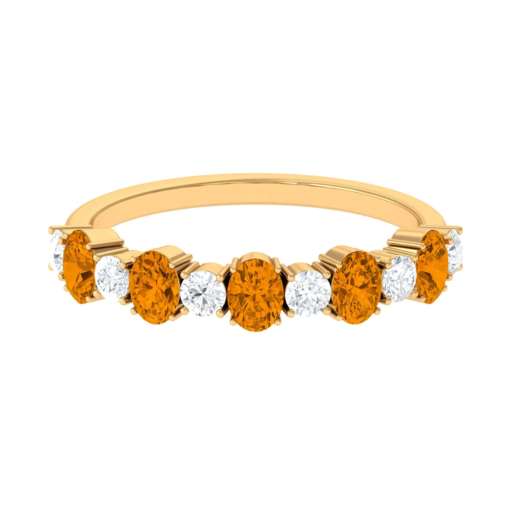 1.25 CT Alternate Citrine and Diamond Half Eternity Ring