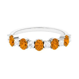 1.25 CT Alternate Citrine and Diamond Half Eternity Ring