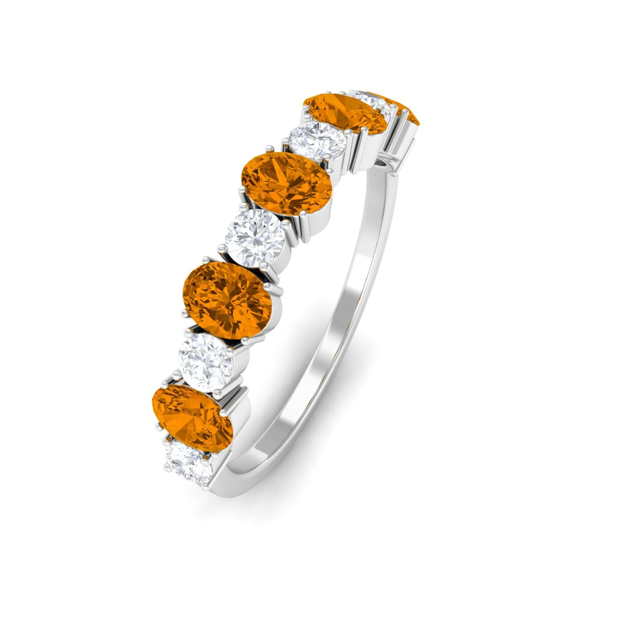 1.25 CT Alternate Citrine and Diamond Half Eternity Ring