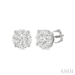 1/4 Ctw Lovebright Round Cut Diamond Earrings in 14K White Gold