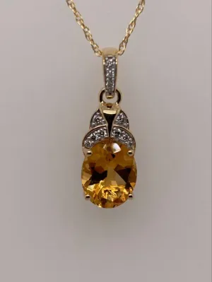 14K Citrine & Diamond Pendant