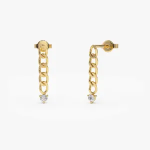 14k Cuban Link Diamond Earrings