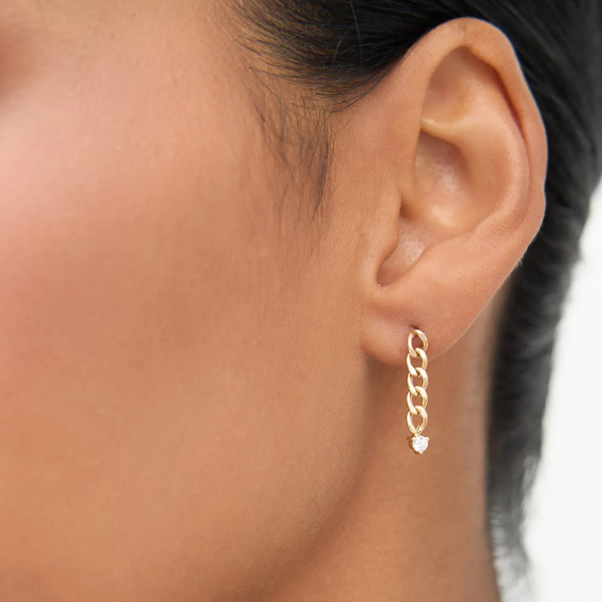 14k Cuban Link Diamond Earrings