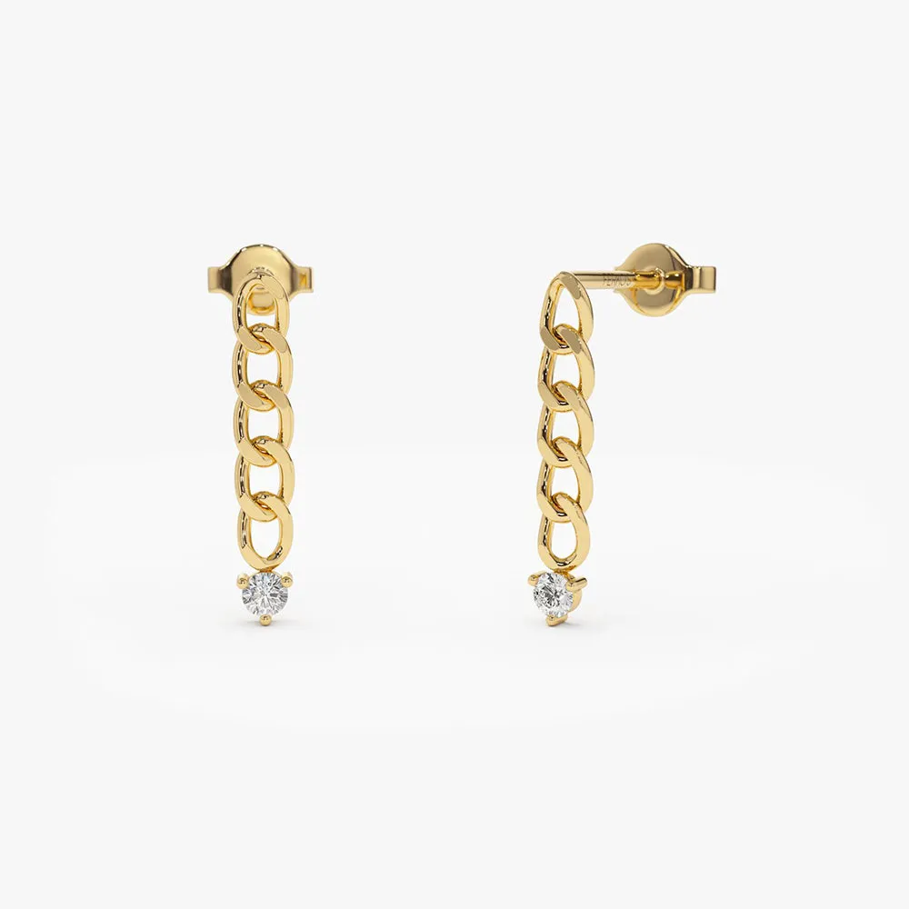 14k Cuban Link Diamond Earrings