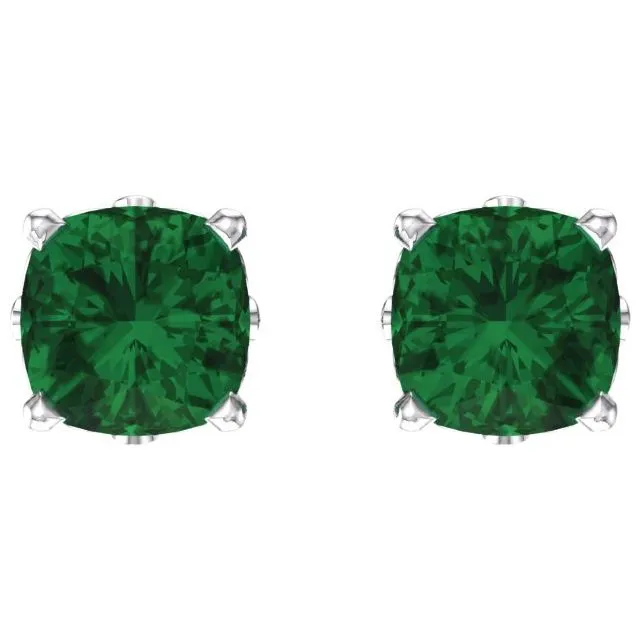 14k Gold Cushion Cut 4mm Genuine Gemstone Earrings