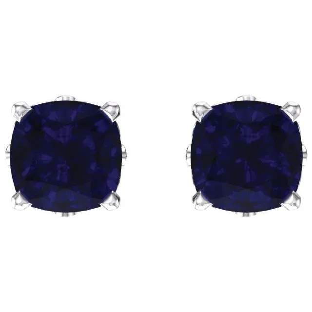 14k Gold Cushion Cut 4mm Genuine Gemstone Earrings