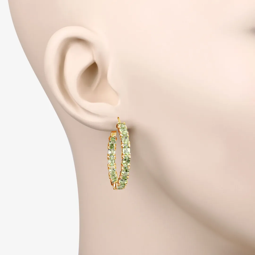 14k Gold Plated Peridot Hoop Earrings