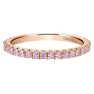 14K Rose Gold Pink Created Zircon Stackable Ring