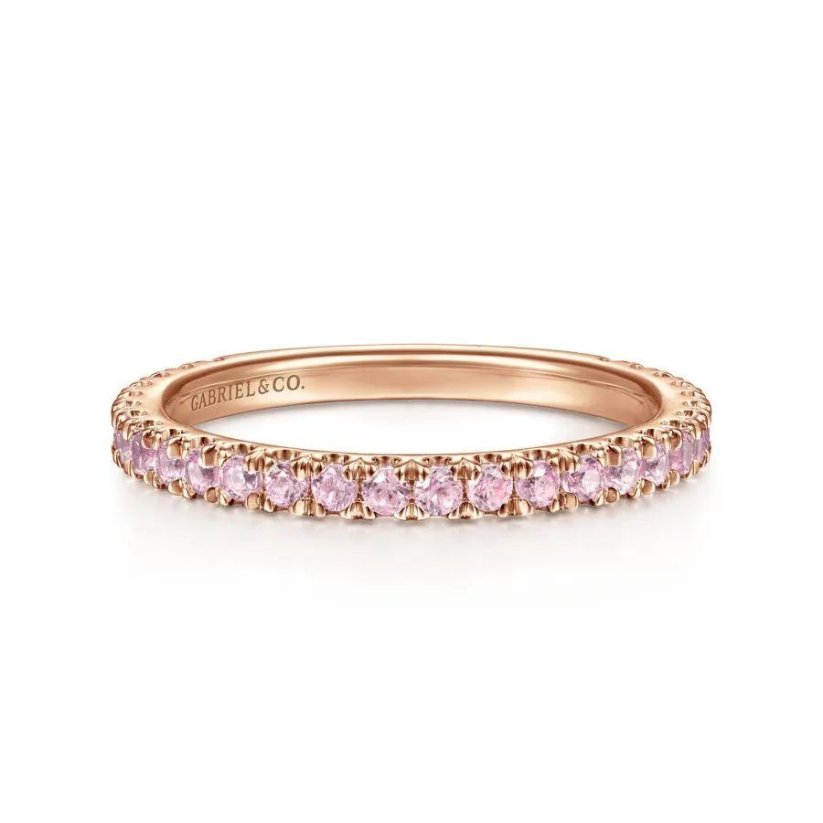 14K Rose Gold Pink Created Zircon Stackable Ring