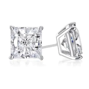 14k White Gold 1/2 Carat Created White Diamond Princess Stud Earrings (SI1) 4 Prong Setting by Paris Jewelry