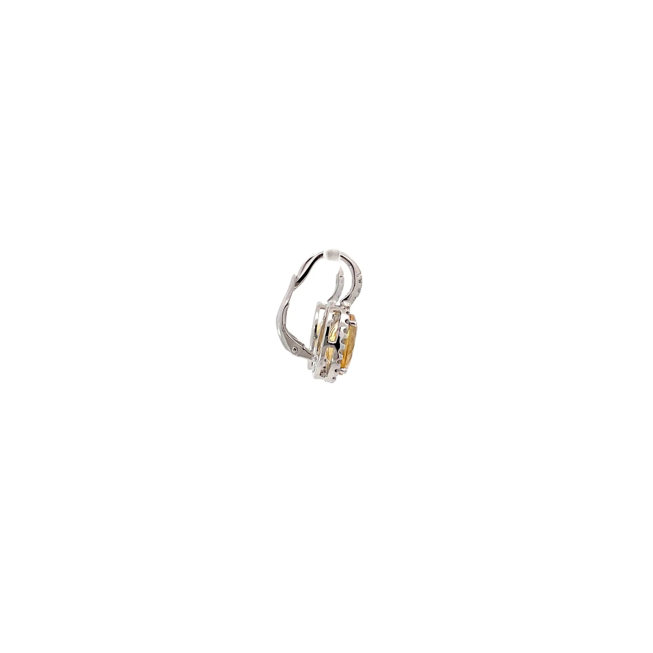 14k White Gold Citrine Diamond Drop Earrings