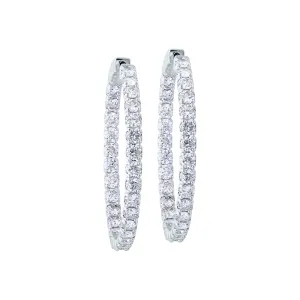 14K White Gold Diamond Inside/Out Hoop Earrings