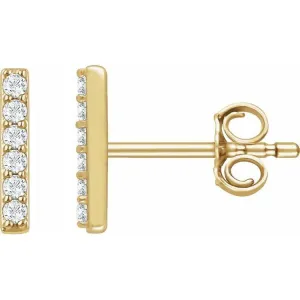 14K Yellow 1/10 CTW Natural Diamond Bar Earrings