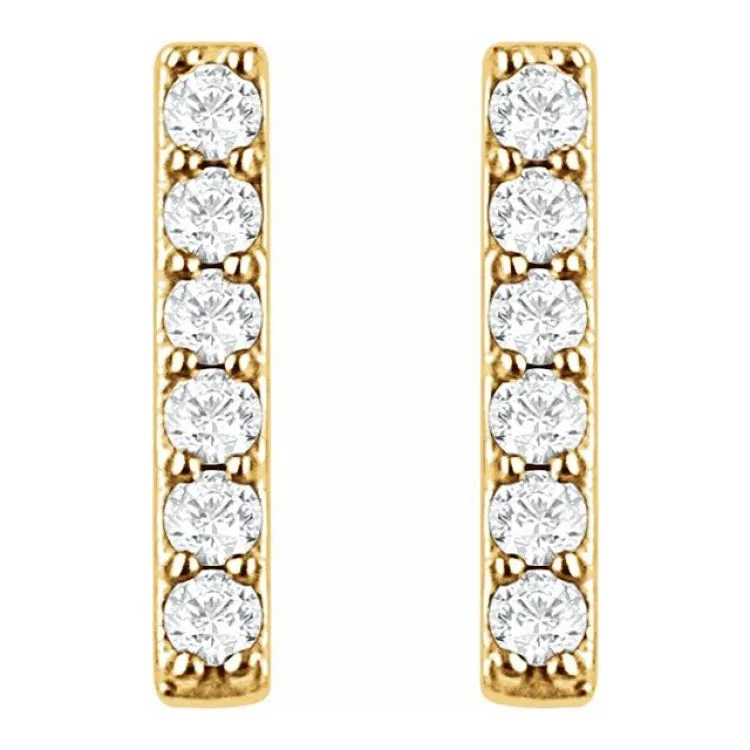 14K Yellow 1/10 CTW Natural Diamond Bar Earrings