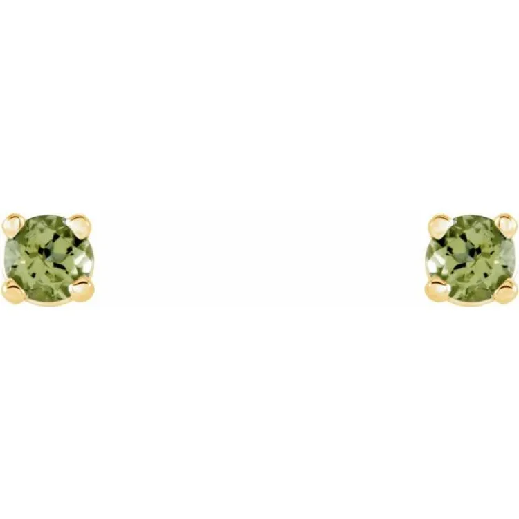 14K Yellow 2.5 mm Natural Peridot Stud Earrings