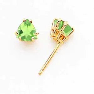 14k Yellow Gold 5mm Trillion Peridot Earring