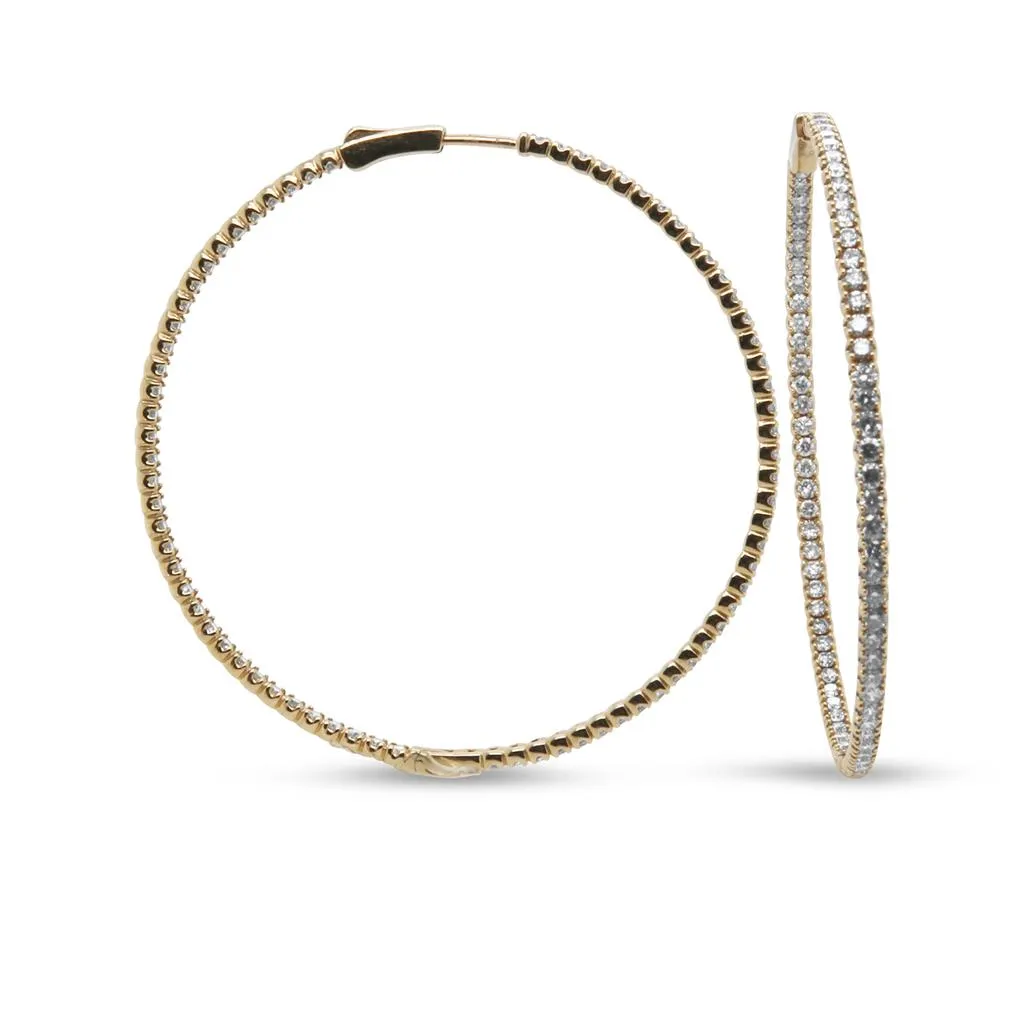 14k Yellow Gold Diamond Hoop Earrings - 4.00cttw