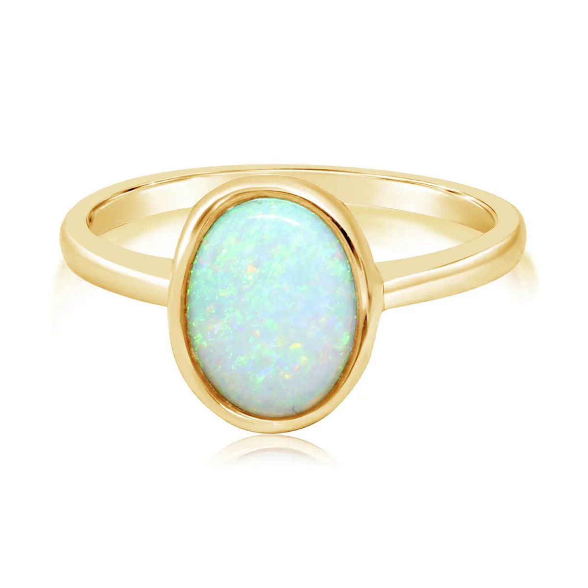 14K Yellow Gold Oval Australian Opal Ring