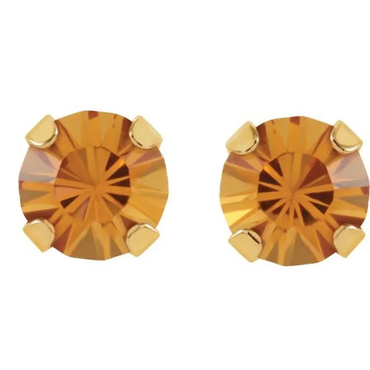 14K Yellow Imitation Citrine Inverness® Piercing Earrings