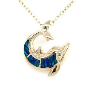 14K Yellow Opalite Dolphin Pendant