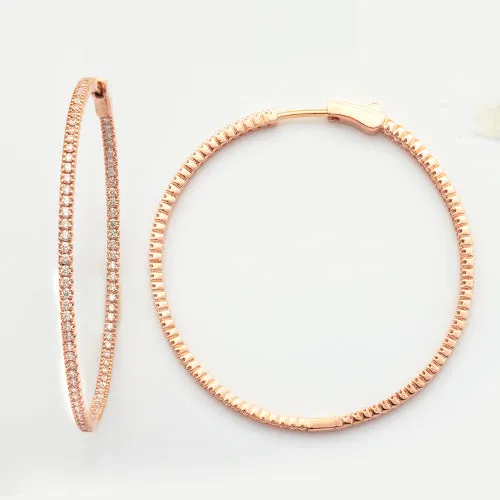 14KR 1.95CTW DIAMOND ONE-ROW HOOP