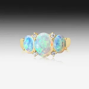 14kt Rose Gold Opal and diamond ring