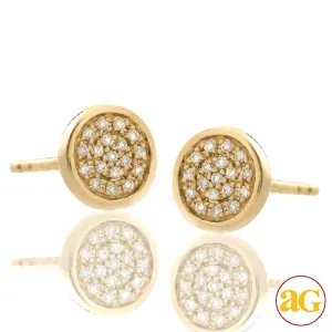 14KY 0.10CTW DIAMOND FLAT DISC EARRING STUDS