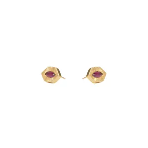 18 Karat Yellow Gold Ruby Stud Earrings