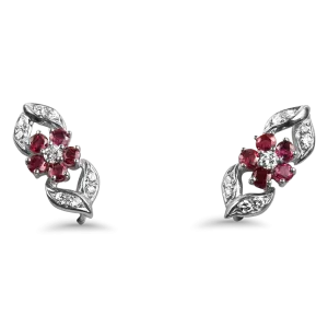 1870 Collection 14K White Gold Ruby & Diamond Climber Earrings