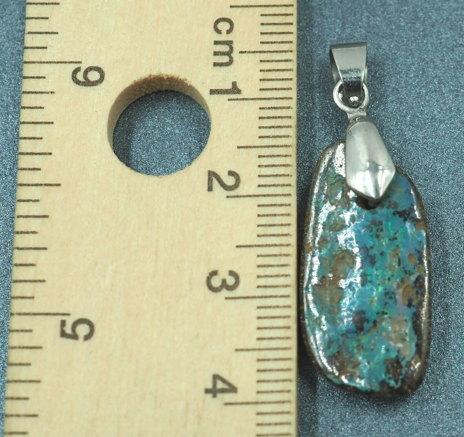 18ct White Gold Blue Spectra Plated Boulder Opal Pendant