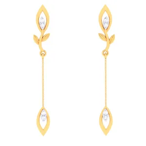 18k Sleek Diamond Earrings With A Leafy Design From Diamond Collection