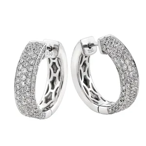 18K White Gold Diamond Wide Hoop Earrings