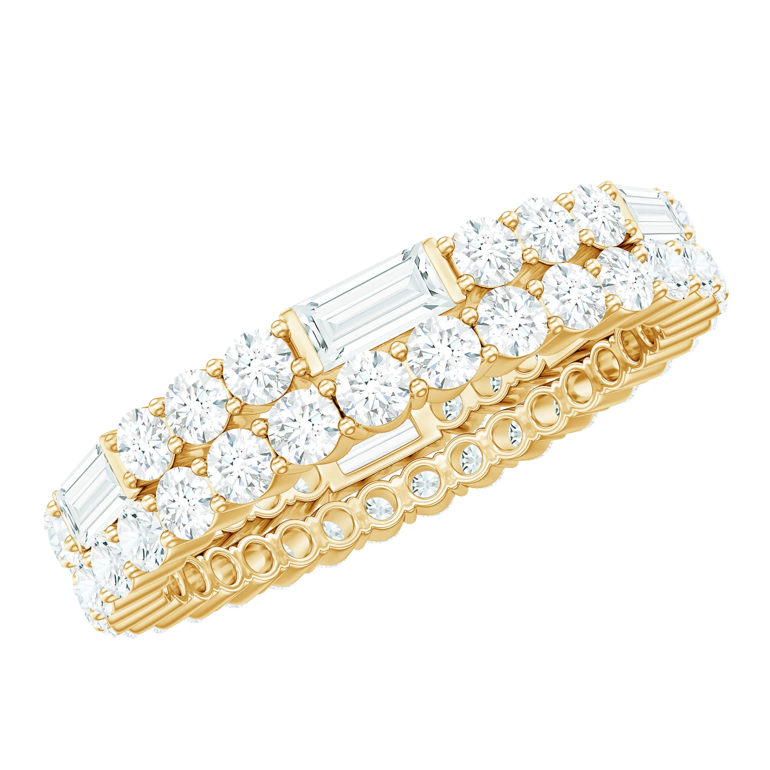 3 CT Cubic Zirconia Two Row Eternity Ring in Gold