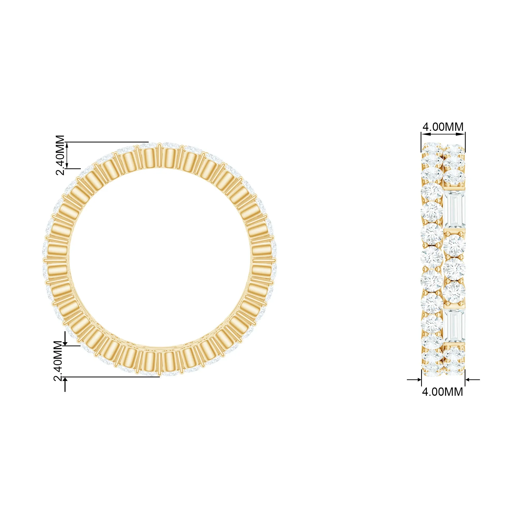 3 CT Cubic Zirconia Two Row Eternity Ring in Gold