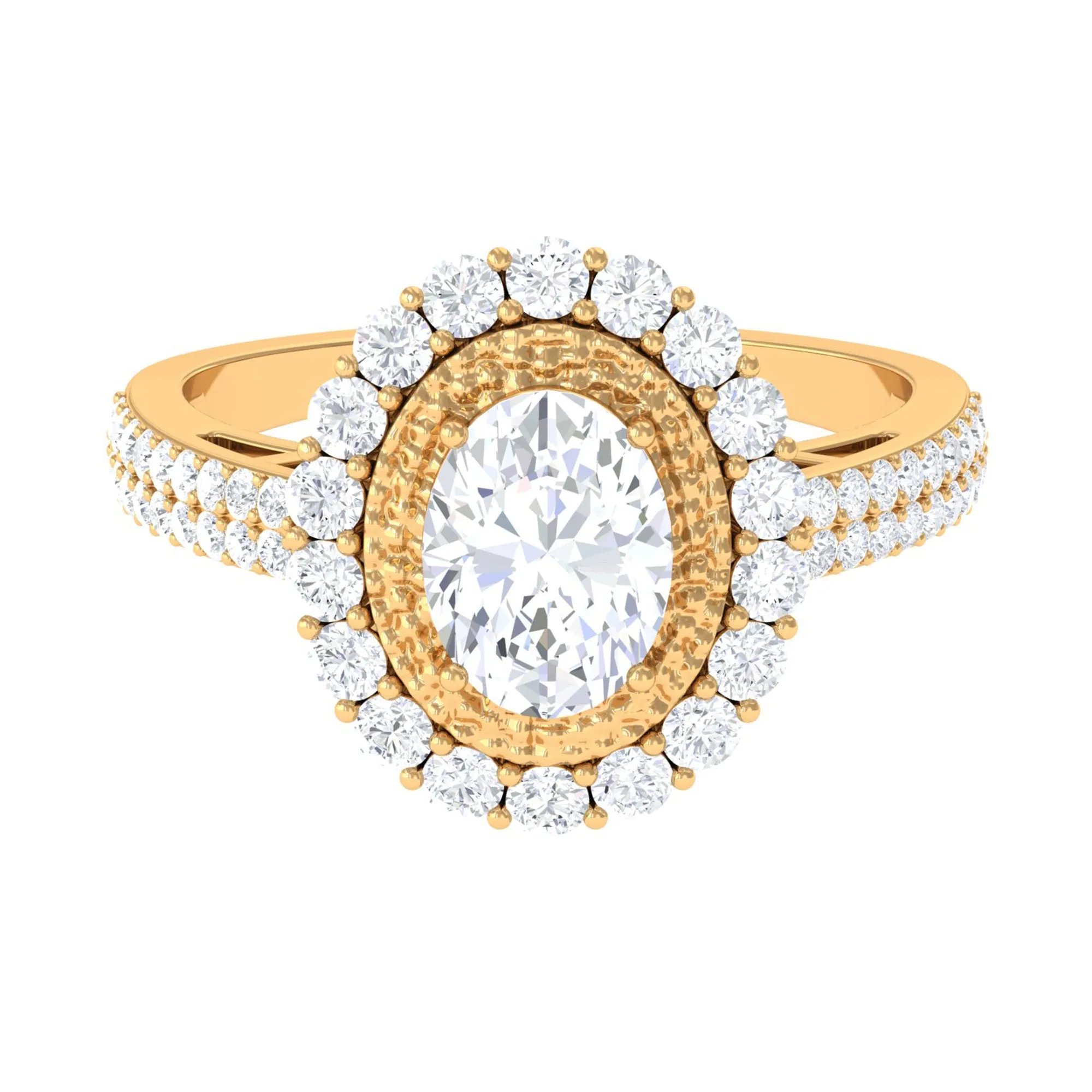 3.25 CT Vintage Inspired Zircon Oval Engagement Ring