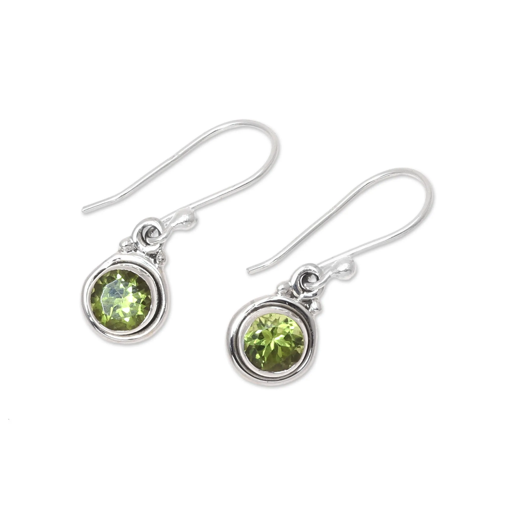 4.5-Carat Peridot Dangle Earrings from India - Glistening Circles | NOVICA