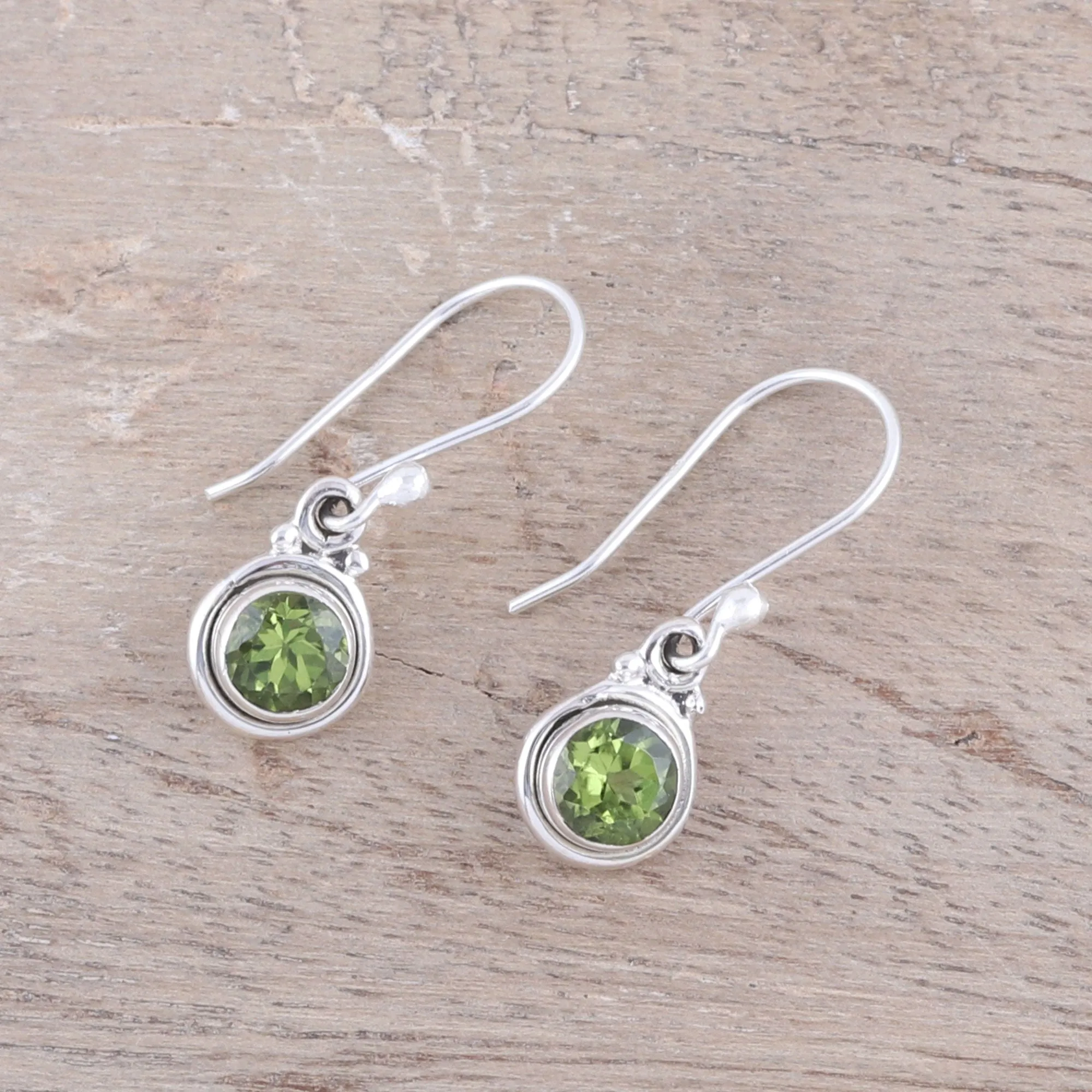 4.5-Carat Peridot Dangle Earrings from India - Glistening Circles | NOVICA