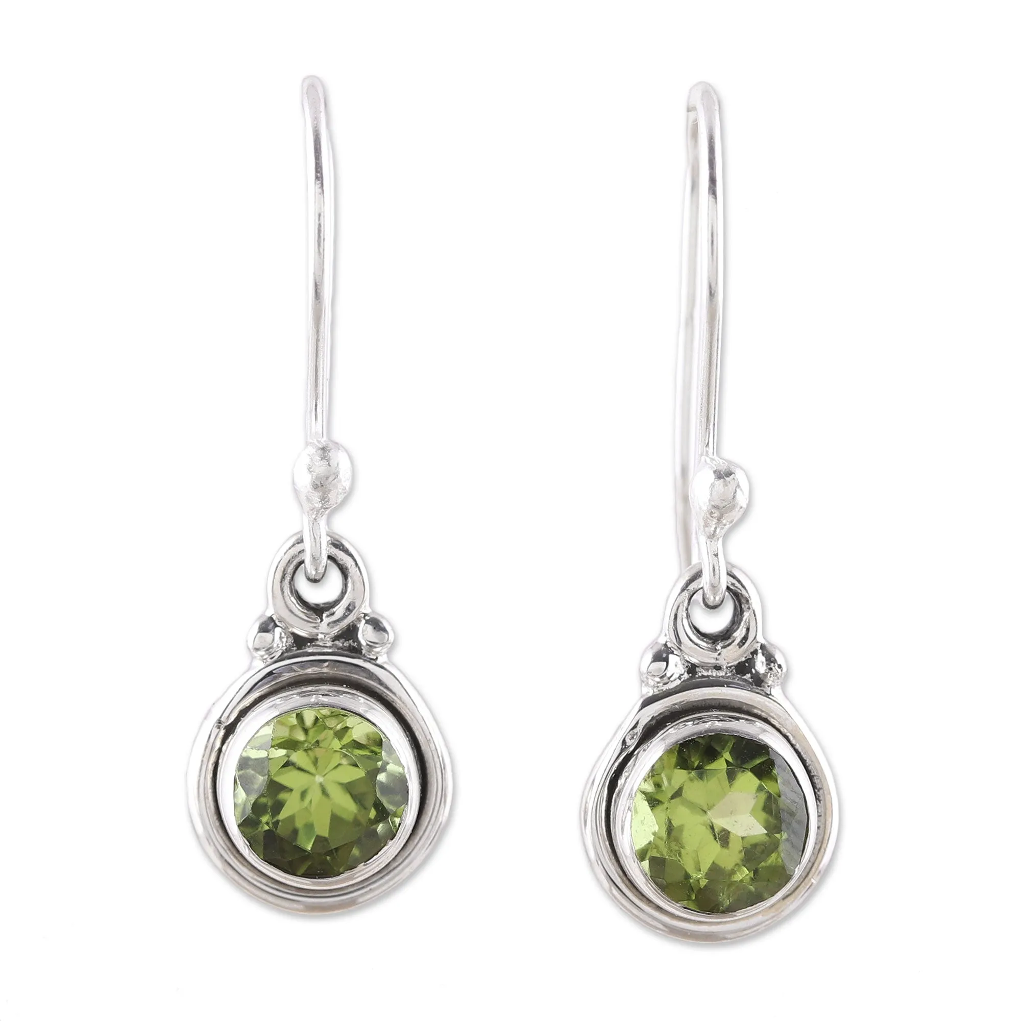 4.5-Carat Peridot Dangle Earrings from India - Glistening Circles | NOVICA